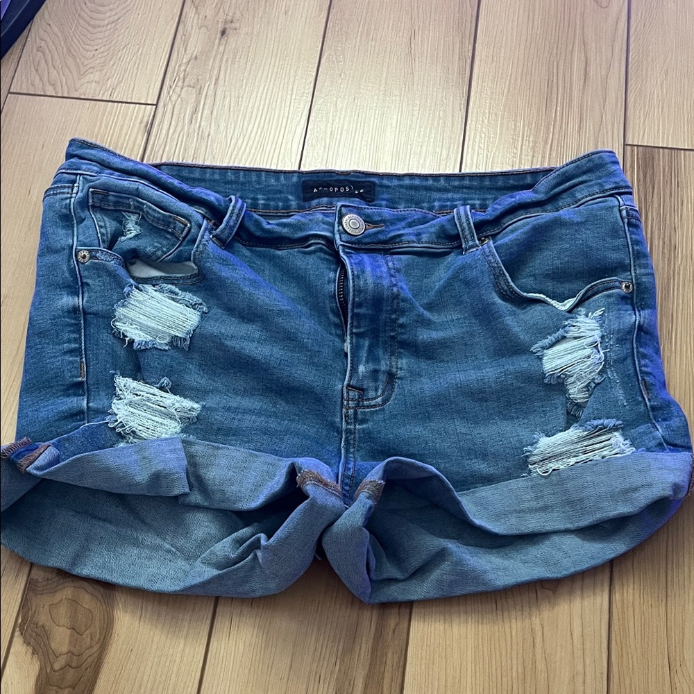 Aeropostale Distressed Blue Jean Shorts